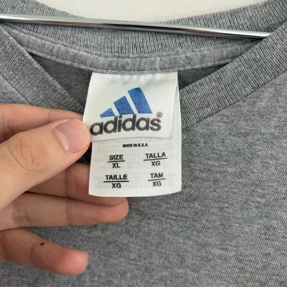 Vintage Adidas Soccer Graphic T Shirt Grey Mens XL Made in USA